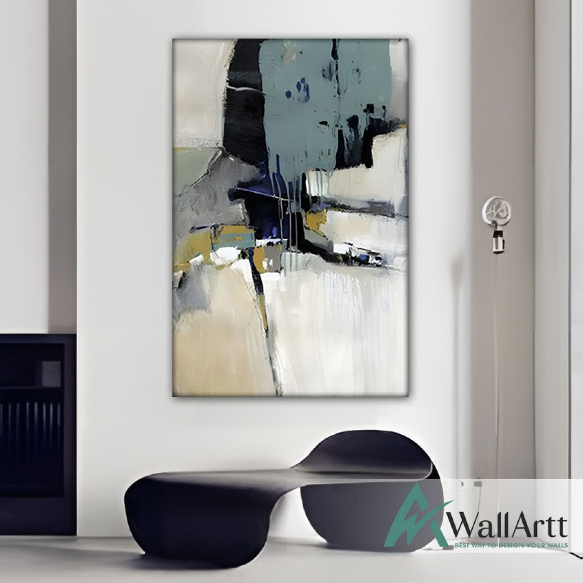 Abstract White & Grey III Textured Partial Oil Painting - Wall Art